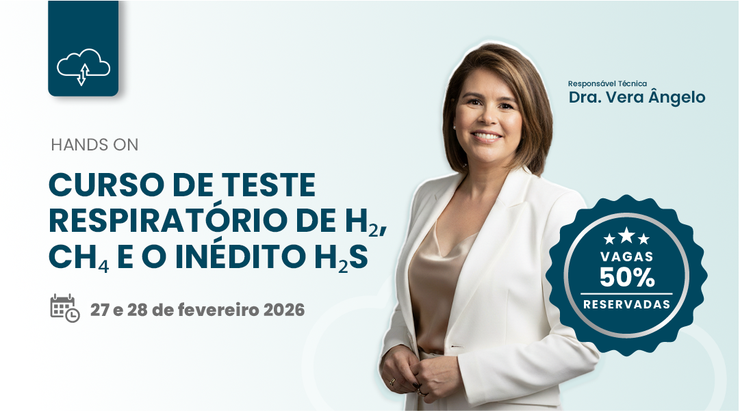 Teste Respiratório de Hidrogênio (H₂), Metano (CH₄) e Sulfeto de Hidrogênio (H₂S).